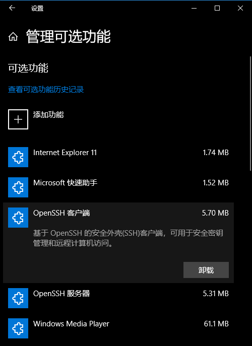 win10开启OpenSSH