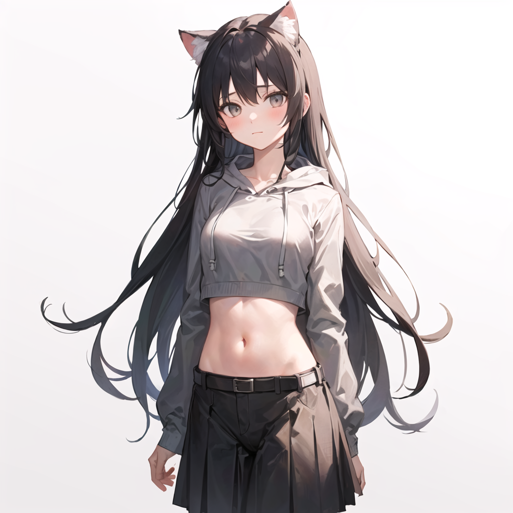 01830 715196060 ((masterpiece,best quality)),1girl, long hair, black hair,bangs, ((animal ears)),cat