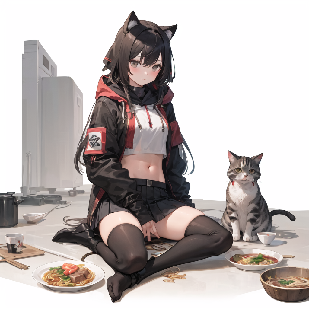 02031 3698716637 ((masterpiece,best quality)),((ramen)),1girl, long hair, black hair,bangs,(hand of